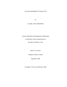 VALUING DISTRIBUTIVE EQUALITY by CLAIRE ANITA BREMNER
