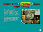 Section I: The Renaissance Begins (Pages 314-321)