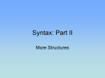 Syntax: Part II