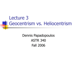 Lecture 3 Geocentrism vs.Heliocentrism