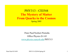PHY313 - CEI544 The Mystery of Matter From Quarks to the