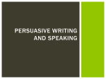 Persuasive Writing and Speaking