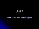 Earth`s Position in Space