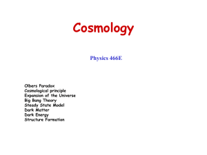 Cosmology Physics 466E Olbers Paradox Cosmological principle