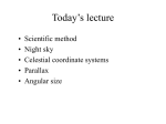 Scientific method, night sky, parallax, angular size