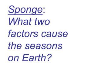 Sponge: What two factors cause the seasons on Earth?