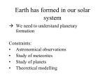 Earth has formed in our solar system