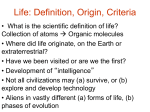 Life: Definition, Origin, Criteria