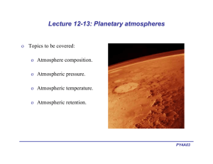 Lecture 12-13: Planetary atmospheres