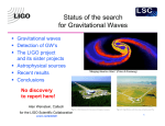 Status of the search for Gravitational Waves