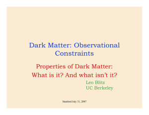 Dark Matter: Observational Constraints Properties of Dark Matter: