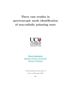 Three case studies in spectroscopic mode identification of non-radially pulsating stars Florian Maisonneuve