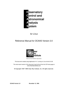 bservatory ontrol and stronomical nalysis