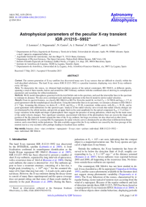 Astronomy Astrophysics − Astrophysical parameters of the peculiar X-ray transient