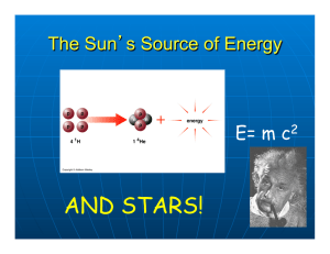 AND STARS! The Sun s Source of Energy  E= m c
