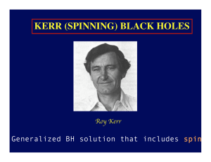 KERR (SPINNING) BLACK HOLES Generalized BH solution that includes spin Roy Kerr