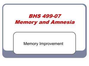 BHS 499-07 Memory and Amnesia