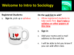 Welcome to Intro to Sociology - 2015 Intro to Sociology