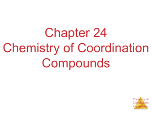 Chapter 24 Chemistry of Coordination Compounds