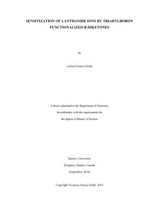 SENSITIZATION OF LANTHANIDE IONS BY TRIARYLBORON FUNCTIONALIZED B-DIKETONES