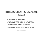 INTRODUCTION TO DATABASE (cont.)