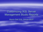 Customizing SSMS reports - UK SQL Server User Group