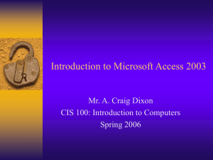 Introduction to Microsoft Access 2003