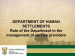 Role of the Department in the management of service providers