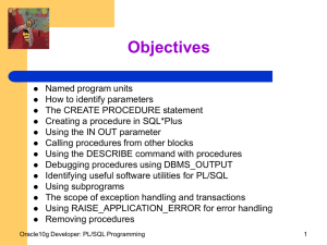 PL/SQL Procedures