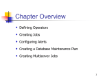 1 Chapter Overview Defining Operators Creating Jobs Configuring