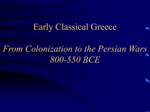Early Classical Greece From Colonization to the Persian