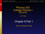 Work and Kinetic Energy - The Citadel Physics Department