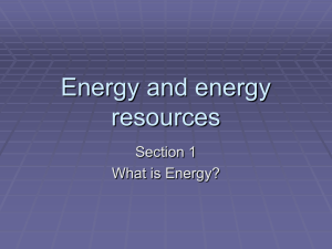 Energy and energy resources