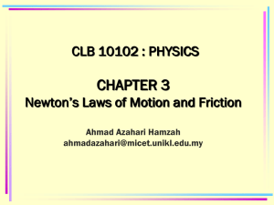 PHY 1112 : PHYSICS CHAPTER 3 Newton’s Laws of Motion and