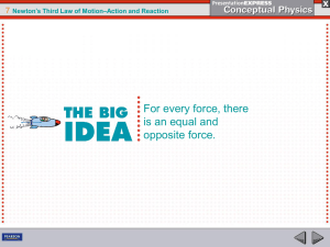 7 Newton`s Third Law of Motion–Action and Reaction A force is