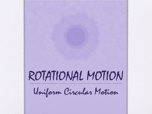 UNIFORM CIRCULAR MOTION Rotational Motion