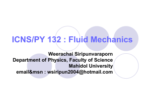 ICNS 132 : Fluid Mechanics