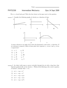 PHYS2330 Intermediate Mechanics Quiz 14 Sept 2009