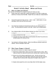 Period 3 Activity Sheet:  Motion and Forces