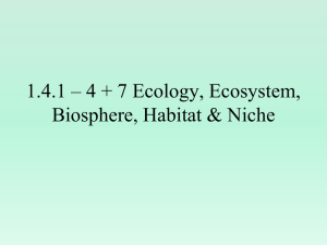 1.4.1 - 1.4.4 Ecology, Ecosystem, Biosphere, Habitat