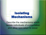 Isolating Mechanisms - NCEA Level 3 Biology