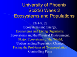 University of Phoenix Sci256 Week 2 Ecosystems and Populations