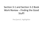 Section 3-1 and Section 3-2 Book Work Review – Finding the Good