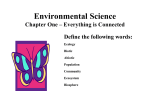 Environmental Science Chapter One – Everything is Connected