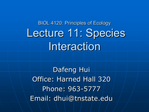 BIOL 4120: Principles of Ecology Lecture 12: Interspecific competition
