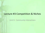 Lecture #3 Competition & Niches