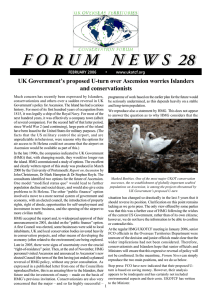 F O R U M   N E W... UK Government’s proposed U-turn over Ascension worries Islanders and conservationists