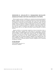 SESSION G: WILDLIFE II: MANAGING WILDLIFE ASSOCIATIONS WITHIN RIPARIAN SYSTEMS