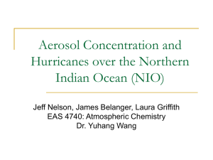 Aerosol concentrations and hurricanes over the