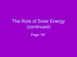 The Role of Solar Energy (continued)